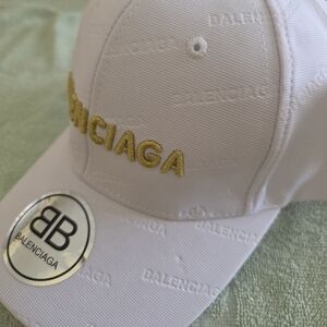 Balenciaga White and Gold Cap